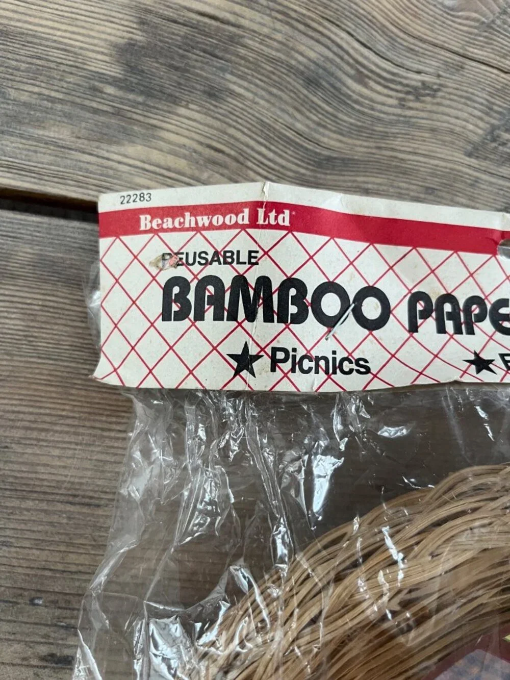Beachwood Ltd Vtg Bamboo Paper Plate Holder Set of 4 90s